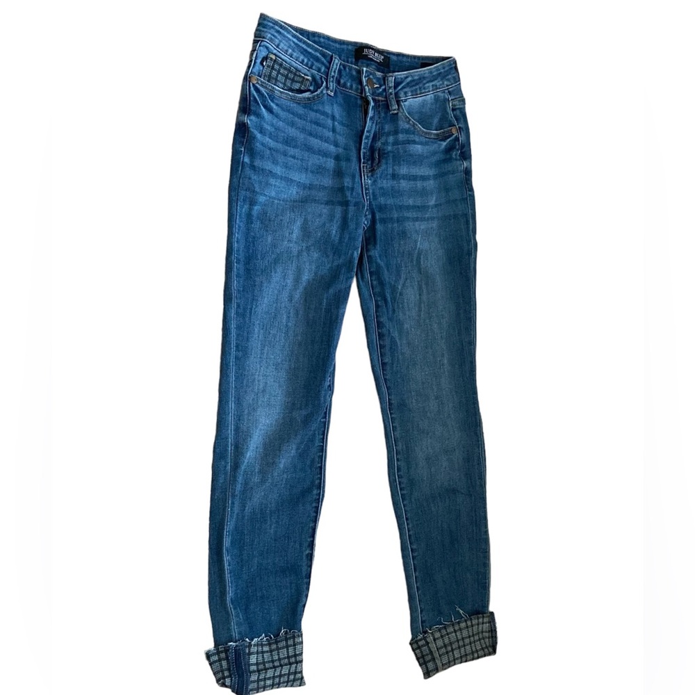 Judy blue plaid slim fit blue jeans